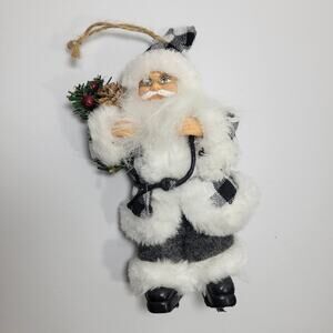 Buffalo Plaid Old World Santa Claus Christmas Ornament